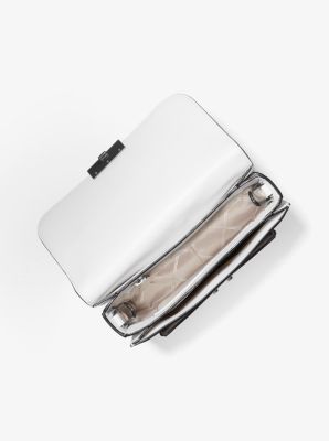 Sloan Editor Newsprint Logo Leather Shoulder Bag