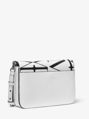 Sloan Editor Newsprint Logo Leather Shoulder Bag