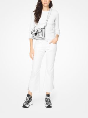 Sloan Editor Newsprint Logo Leather Shoulder Bag