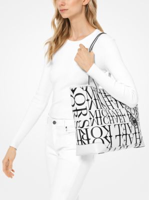 Eva Large Newsprint Logo Leather Tote Bag | Michael Kors [US]