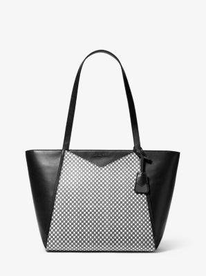 Whitney Large Checkerboard Logo Leather Tote Bag | Michael Kors