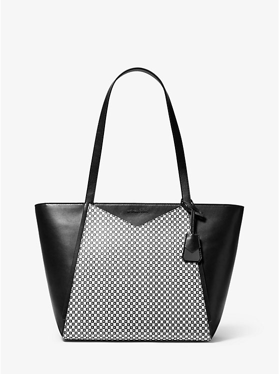 Whitney Large Checkerboard Logo Leather Tote Bag image number 0