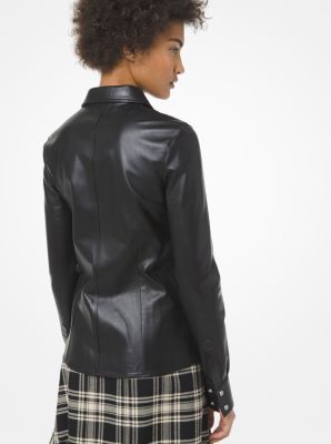 Camicia in pelle plongé con ricami in NERO | Michael Kors