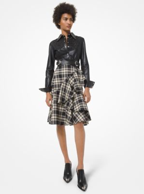 Camicia in pelle plongé con ricami in NERO | Michael Kors