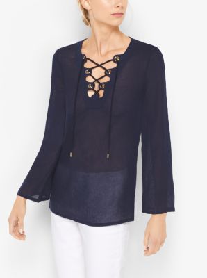 Tunique en lin &agrave; lacets