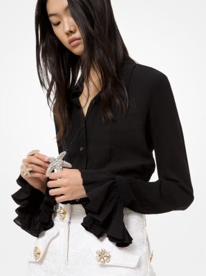 Crushed Silk-Georgette Blouse