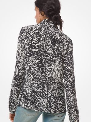 Chemise en cr&ecirc;pe de Chine de soie &agrave; imprim&eacute; poney mouchet&eacute;