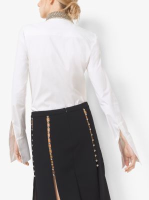 Studded-Collar Cotton-Poplin Shirt