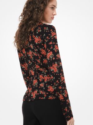 Floral Crushed Silk-Georgette Blouse