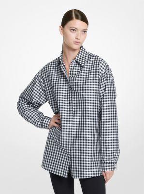 Gingham Silk Taffeta Shirt