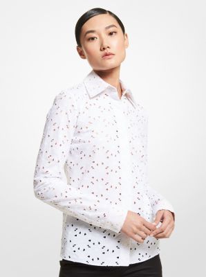 Hansen Floral Eyelet Stretch Cotton Shirt