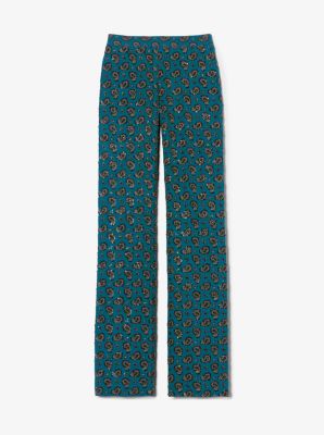 Gem-Embroidered Paisley Georgette Pajama Shirt