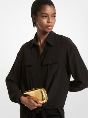 Bolso minaudi&egrave;re Gansevoort de piel metalizada con motivo de pit&oacute;n in LAT&Oacute;N ENVEJECIDO | Michael Kors