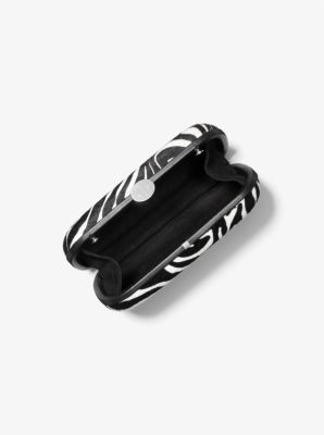 Gansevoort Zebra Print Calf Hair Minaudi&egrave;re in IVORY | Michael Kors