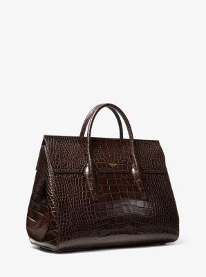 Campbell Crocodile Embossed Leather Weekender Bag image number 2