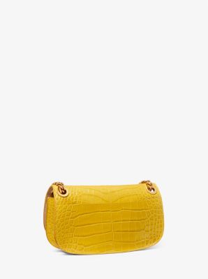 Christie Crocodile Embossed Leather Envelope Bag in MARIGOLD | Michael Kors