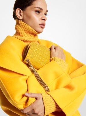 Christie Crocodile Embossed Leather Envelope Bag in MARIGOLD | Michael Kors