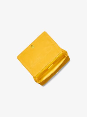 Christie Mini Crystal Embellished Suede Envelope Bag in MARIGOLD | Michael Kors
