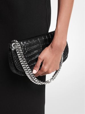 Sac enveloppe Christie en cuir effet crocodile en relief image number 3