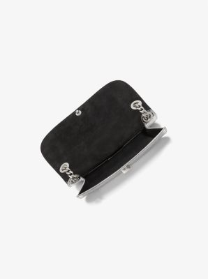 Tasche Christie Mini mit Umschlag aus Leder mit Pythonprägung in Metallic-Optik