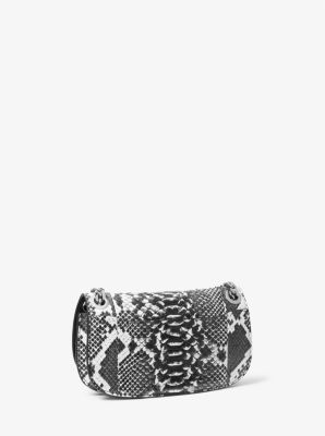 Tasche Christie Mini mit Umschlag aus Leder mit Pythonprägung