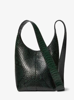 mk dede mini python embossed leather hobo bag - zã¶ld - michael kors