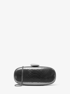 Tina Small Python Embossed Leather Minaudière