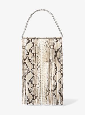Ali Fringed Python Embossed Leather Clutch image number 0