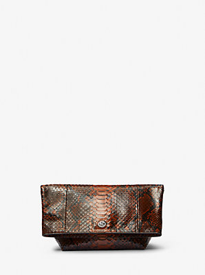 Candice Small Python Embossed Leather Folded Clutch
