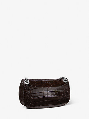 Christie Mini Crocodile Embossed Leather Envelope Bag