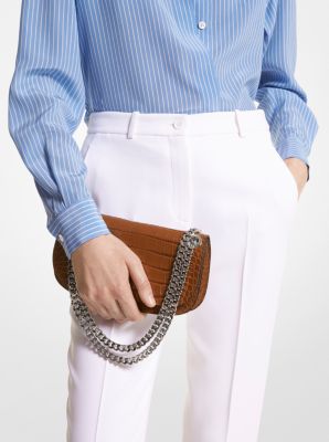 Christie Mini Metallic Crocodile Embossed Leather Envelope Bag