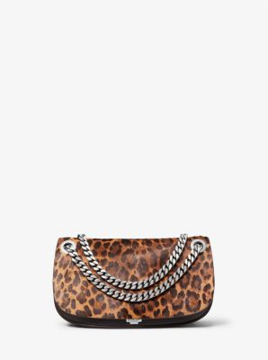 Michael Kors Christie Mini Leopard Print Calf Hair Envelope Bag In Brown