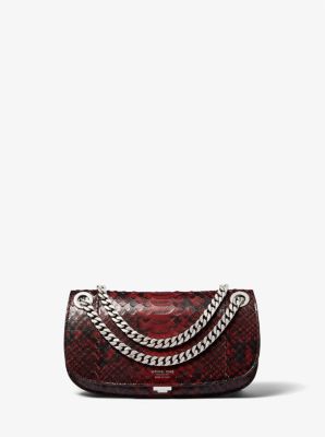 Michael Kors Christie Mini Python Embossed Leather Envelope Bag In Red