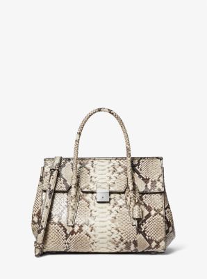 Campbell Medium Python Embossed Leather Satchel Michael Kors