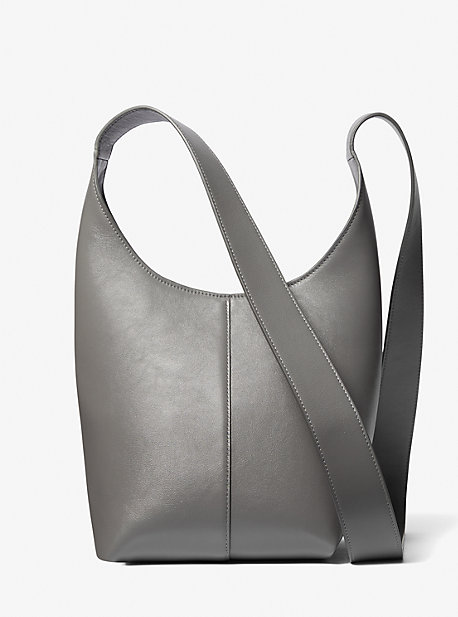 Michael Kors Dede Mini Leather Hobo Bag In Gray