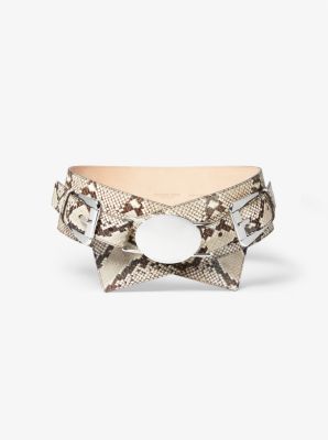 Gloria Python Embossed Leather Belt