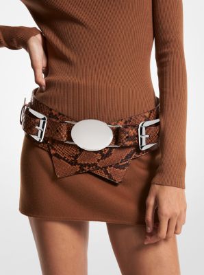 Gloria Python Embossed Leather Belt