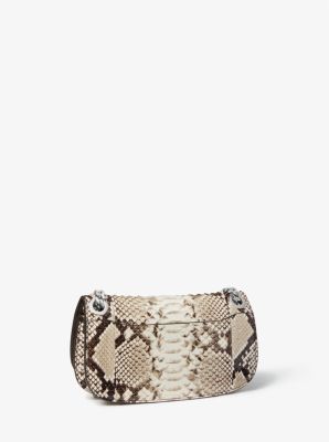 T-Lock Medium Metallic Python Clutch Bag