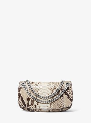 Midi Sac Snakeskin Embossed Leather Crossbody Bag In Camel Snake