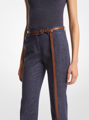 Joni Crocodile Embossed Leather Trouser Belt image number 1