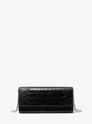 Cate Crocodile Embossed Patent Leather Clutch