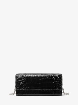 Pochette Cate en cuir verni effet crocodile en relief image number 0