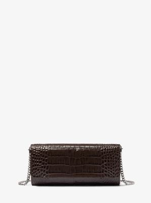 Pochette Cate en cuir verni effet crocodile en relief image number 0