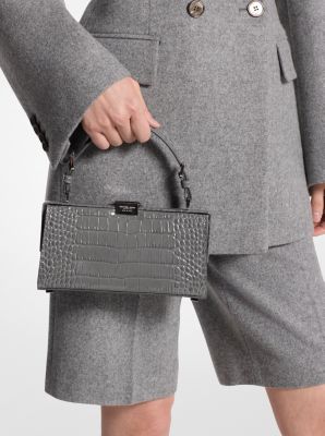 Gwyneth Crocodile Embossed Leather Shoulder Bag