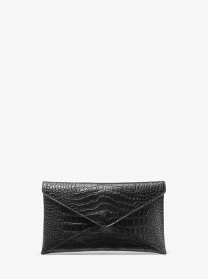 Mia Crocodile Embossed Leather Envelope Clutch image number 0