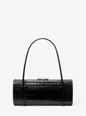 Natalie Crocodile Embossed Patent Leather Barrel Bag image number 0