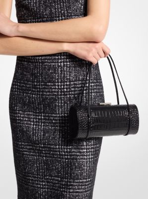 Sac cylindrique Natalie en cuir verni effet crocodile en relief image number 2