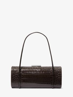 Natalie Crocodile Embossed Patent Leather Barrel Bag image number 0