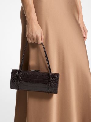 Sac cylindrique Natalie en cuir verni effet crocodile en relief image number 2