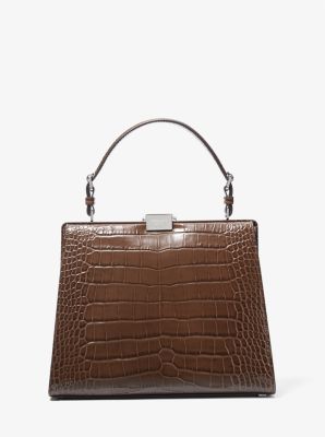 Simone Crocodile Embossed Leather Satchel